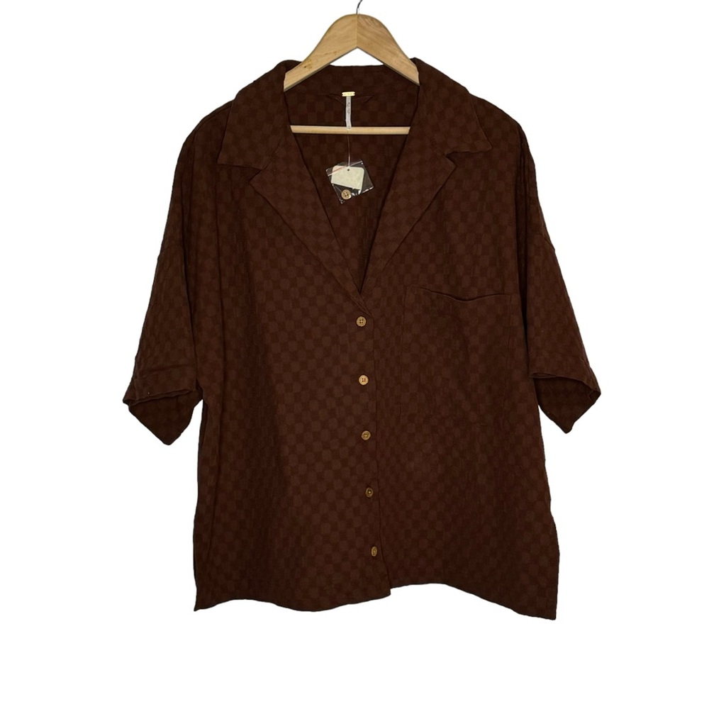 Free People Brown Button Down Shirt